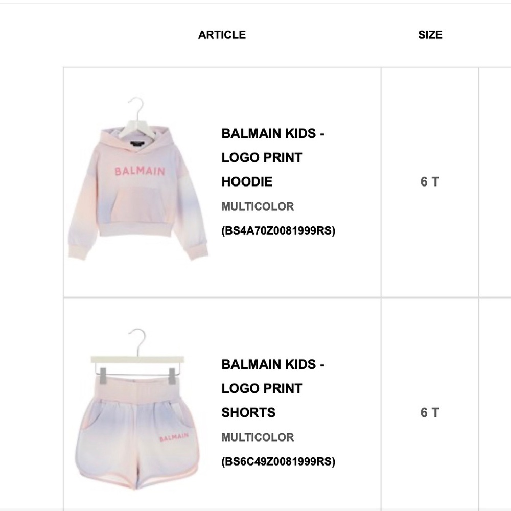 Balmain Pastel Pink & Lilac Tie-Dye Hoodie and Shorts Set Sz 6